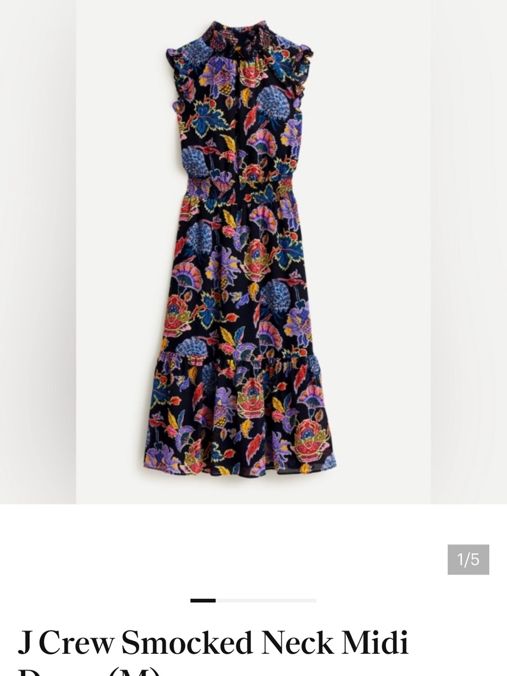 J. Crew Black Floral Maxi Dress with Multicolor Print